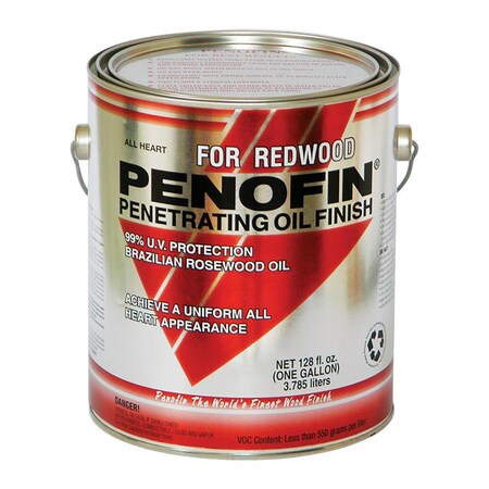 Penofin All Heart Transparent Redwood Oil-Based Wood Stain, 1 gal, 4PK PE6002